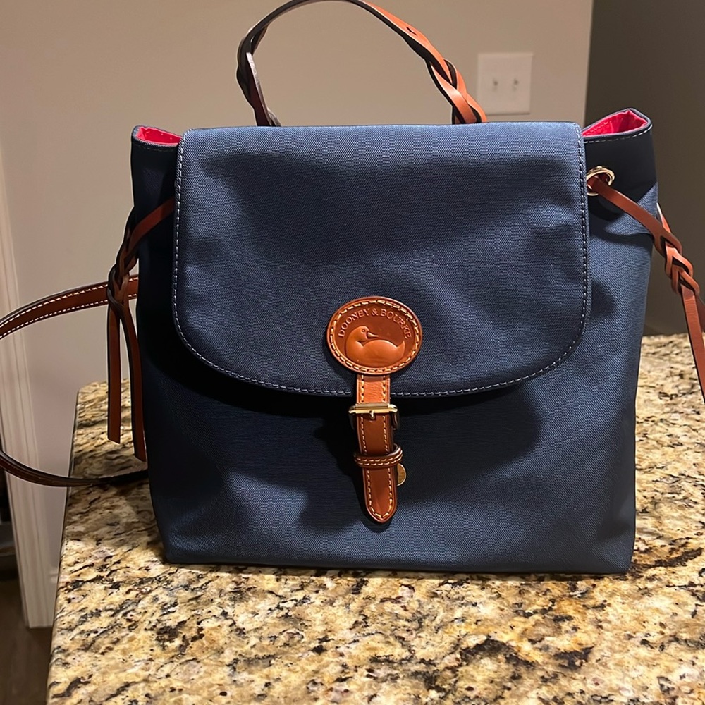 Dooney and Bourke Nylon Navy Flap Backpack NWOT